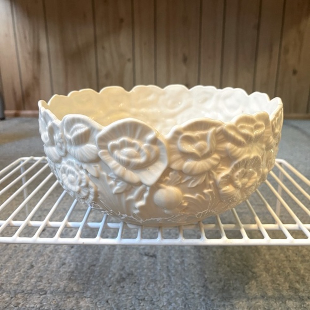 Lenox  Poppy Floral Centerpiece Bowl Ivory
